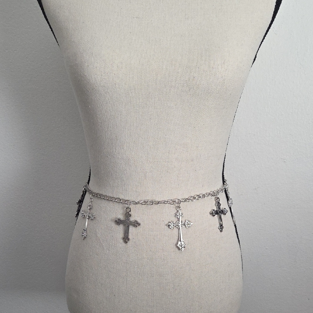 Silver Cross Chain Belt